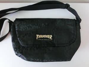 中古品 保管品 THRASHER スラッシャー ショルダーバッグ ブラック ヒョウ柄/激安1円スタート