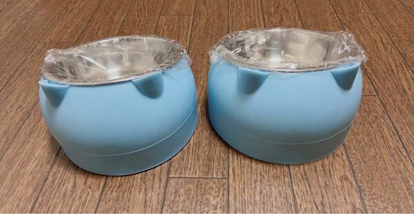 2点セットペットボウル 犬食器 猫食器 ペットフードボウル 可愛い傾斜タイプ ステンレス 