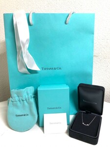 Tiffany&Co. ティファニー Tスマイル ミニ ネックレス Au750 ITALY K18WG ダイヤモンド 約46cm 18金 ホワイトゴールド 箱付き