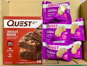 QUESTクエスト プロテインバー チョコブラウニー 4本 フロストクッキー バースデーケーキ 5個