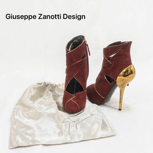 極美品　Giuseppe Zanotti Design ジュゼッペザノッティデザイン　ブーツ　ゴールド金具　高級感　スエード