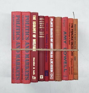 e0301-19 red foreign book summarize display hard cover equipment ornament interior retro antique stylish feeling of luxury red tea color Brown 