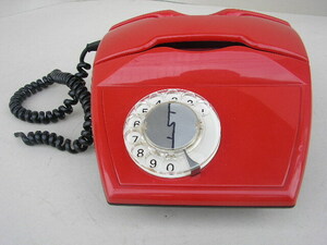 ★アンティーク電話機　赤色　日興電機製作所　ND-560　ジャンク