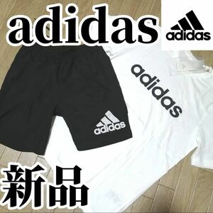 【大人気残りわずか】値下げ不可　値上げ予定　新品　アディダス　メンズ　上下セット　Lサイズ　Tシャツ　ハーフパンツ　白　黒　