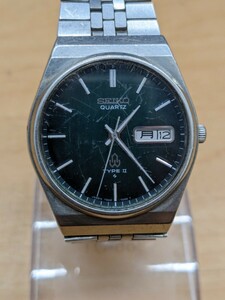 【c359】【稼働品・電池交換済み】 SEIKO セイコー QUARTZ TYPE Ⅱ 7546-700B クォーツ デイデイト グリーン文字盤 メンズ 腕時計