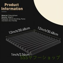 36枚のブラック音響防音フォームパネル、12x12x1インチの溝付き_画像3