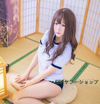 超セクシー コスプレ 可愛い 体操服トップス?パンツ 2点セット 制服 コスチューム コスプレ衣装 ネイビー×ホワイト_画像3