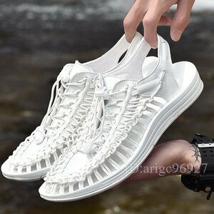  популярный сандалии мужской плетеный вверх новый дизайн туфли без застежки черепаха сандалии спортивные туфли обувь белый 25.0cm
