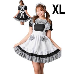 メイド服 コスプレ ギンガムチェック XL