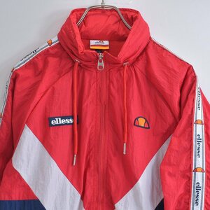 90s～ ellesse エレッセ サイドライン 切替デザイン ナイロンジャケット ヴィンテージ スポーツ トラックジャケット ビ