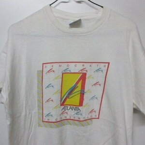 80s USA製 Tシャツ　M 白　アトランタ　アメカジ　古着　sy3990