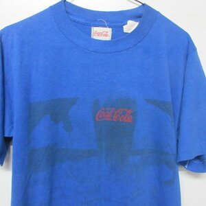 80s USA製　Tシャツ M 青　コカコーラ　 COKE　サーファー　レア　ビンテージ　オールド　アメカジ　古着　sy076