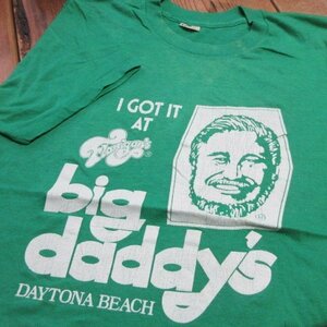 80s USA製　Tシャツ L 緑　DAYTONA BEACH ビーチ　ビンテージ　オールド　アメカジ　古着　sy3368