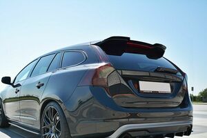 VOLVO/ボルボ V60 FB ポールスター 後期 '14～18 社外 ABS製 リア ルーフスポイラーキャップ ウイング テールゲート グロスブラック 未使用