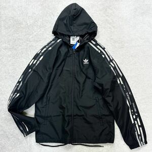 【格安送料】新品未使用 adidas Originals Mサイズ アディダス オリジナルス カモ 迷彩 ナイロン パーカー フーディ ゆるめ ブラック 黒