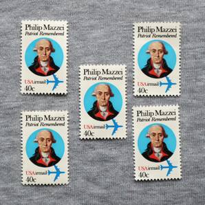 USA85 アメリカ 1980年 愛国者フィリップ・マッツェイ記念 「記憶されるべき愛国者」1種 単片切手6枚の画像3