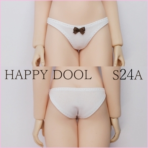 TBLeague 【Happy Doll】S24A 白 フルバックショーツ リボンブラウン 1/6 下着 Phicen ファイセン