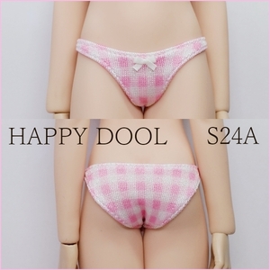 TBLeague 【Happy Doll】S24A ピンク色チェック フルバックショーツ リボン白 1/6 下着 Phicen ファイセン