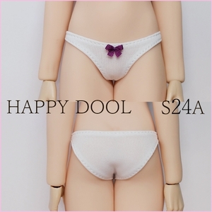 TBLeague 【Happy Doll】S24A 白 フルバックショーツ リボン濃パープル 1/6 下着 Phicen ファイセン