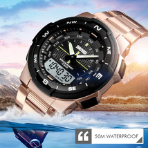 Skmei 腕時計 メンズ ファッション スポーツ 鋼 ストップウォッチ クロノグラフ 防水 男性_画像5