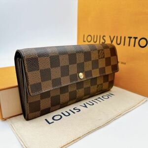 2673【美品】LOUIS VUITTON ルイヴィトン ダミエ ポルトフォイユ サラ 二つ折り財布 長財布 ウォレット N61734/CA2121