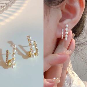  earrings Gold pearl cz diamond feeling of luxury newest Korea simple design adult on goods everyday small bead Vintage 2 ream 