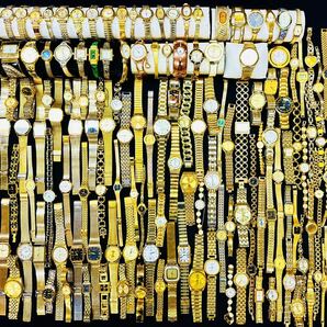 ゴールドカラーのみ 腕時計 140本 大量 SEIKO TECHNOS ELGIN WALTHAM CITIZEN BUREN REGUNO GUESS LANCEL ALBA 等まとめてセットF98の画像1