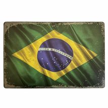 アート調パネル ヴィンテージブラジル国旗デザイン看板 Brasil_画像1