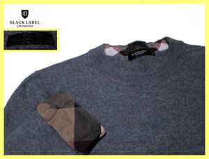美品 ブラックレーベルクレストブリッジ 襟内・袖口裏クレストブリッジチェックデザイン ニットセーター 小さめサイズ M