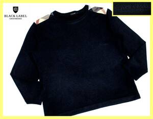 激レア特大サイズ LL 美品 ブラックレーベルクレストブリッジ ショルダークレストブリッジチェックデザイン 羊毛混紡 ニットセーター