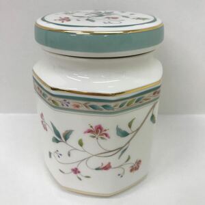 110　中古　Noritake/ノリタケ【花更紗シリーズ】キャニスター　ティーコレクション　tea collection　茶葉入れ　金彩　陶器製　保存容器