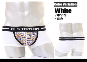 【送料無料】 G-station/ジーステーション カラフルアート タグレス 男性下着 ローライズ ホワイト Sサイズ g-1924xpj fuku07-wakeari