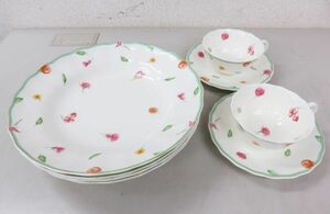 A026★Noritake ノリタケ BONE CHINA 4551 APERTO カップ＆ソーサー 平皿 花柄 食器 現状品★03