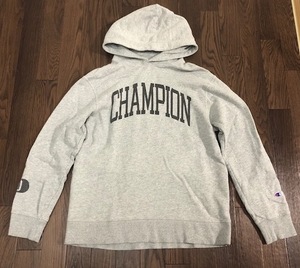 チャンピオン　CHAMPION 別注　スウェット　パーカー　M グレー 染込みプリント　フーディー　