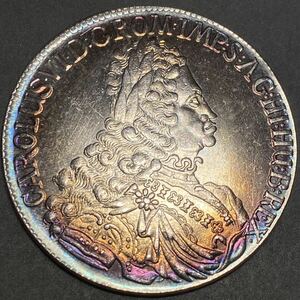 オーストリア古銭　骨董品　ジョセフ1世 1724年 ターレル 銀貨　約29.99g硬貨　盾と王冠　一円貨幣　コインコレクション 