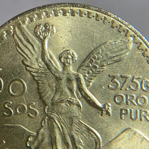 メキシコ古銭 50ペソ金貨 約19.42g大型 独立100周年 女神立像 1921年銘 古銭硬貨貨幣 レア記念 メダル コイン の画像3