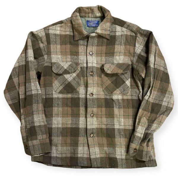 PENDLETON ペンドルトン 50's ビンテージ オープンカラー オンブレ ボードシャツ Mサイズ ブラウン ボックス ロカビリー 50s 60s 70s