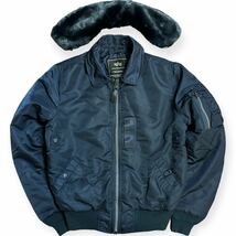 ALPHA INDUSTRIES B-15 JAPAN SPEC（細め） NAVY xs 襟ボア着脱可_画像2