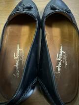 Salvatore Ferragamo フェラガモ イタリア製 レザー キルト タッセルローファー size:7.5 2E（25.5cm程度） ブラック レザーソール_画像9