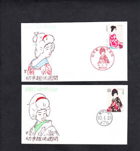 ＦＤＣ　１９８８年　　切手趣味週間　　８通　　松屋