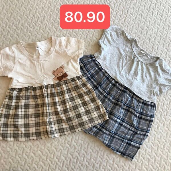 キッズ チュニック ワンピース 姉妹 お揃い チェック柄 まとめ売り