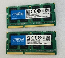 CRUCIAL 2RX8 PC3L-12800S 2GB 2枚組 4GB DDR3L ノートPC用 メモリ 204ピン DDR3L-1600 2GB 2枚 1セット 4GB DDR3L LAPTOP RAM_画像1