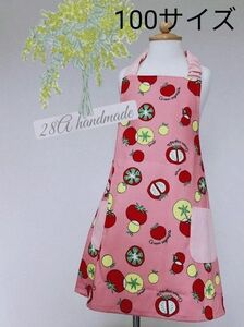 完成品　TOMATO柄　キッズエプロン　ハンドメイド　三角巾付