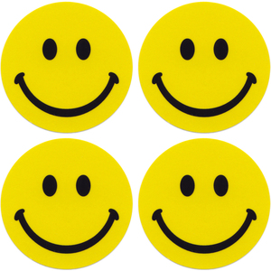 とろ庵 スマイルステッカー 48mm 黄色 4点セット ●自転車 自動車用 笑顔 幸せ ステッカー シール ニコニコ フェイスマーク 笑顔