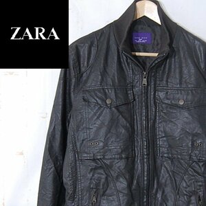 ザラマンZARA MAN basic■シングル ライダースジャケットフェイクレザー ジップジャケット■eurL■ブラウン系 ※NK4216132