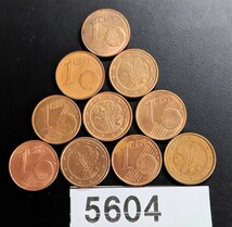 5604　ドイツ　1セントユーロ硬貨 10枚　年号無選別_画像1