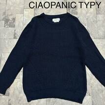 CIAOPANIC TYPY チャオパニック ニット セーター 長袖 クルーネック デザインセーター ネイビー サイズL 玉FS1320_画像1
