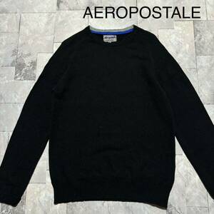 AEROPOSTALE エアロポステール ニット セーター クルーネック ウール カジュアル ブラック サイズL 玉FS1318