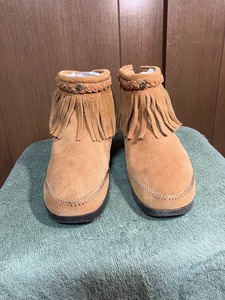 MINNETONKA　フリンジブーツ　24.0cm前後　キャメル（スエード）