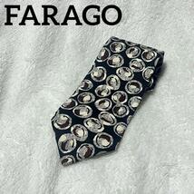 FARAGO ファラゴ　デザインネクタイ　シルク　ブラック系　紳士　スーツ　小物_画像1